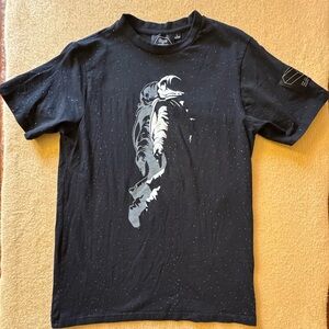 Men's Black Graphic Tee with Artistic Design